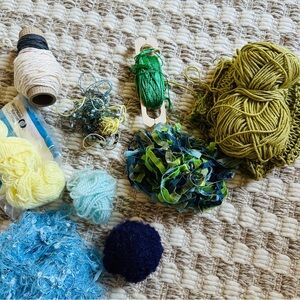 🧶‎ Bundle of Miscellaneous Yarn Skeins - Greens, Yellows, Blues